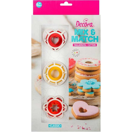 Mix and Match Classic taglia-biscotti occhio di bue Decora: 6 tagliabiscotti in plastica per i classici biscotti Occhi di Bue
