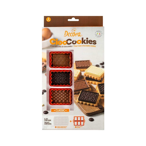 Set CiocCookies Classic Decora: un tagliapasta in plastica per le gallette e uno stampo per piastre di cioccolato