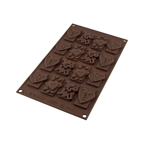 Stampo cioccolatini Choco Tags in Love in silicone SF196 da Silikomart