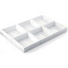 Set 6 stampi quadrati dritti Square Tortaflex bianco 18 x h 5 cm su vassoio 60x40 cm Set 6 stampi quadrati dritti Square Tortaflex bianco 18 x h 5 cm su vassoio 60x40 cm