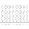 Stampo Mini Heart SQ032 Silikomart: teglia i silicone nero per 70 mini cuori da 3,9 x 3,6 x h 1,6 cm