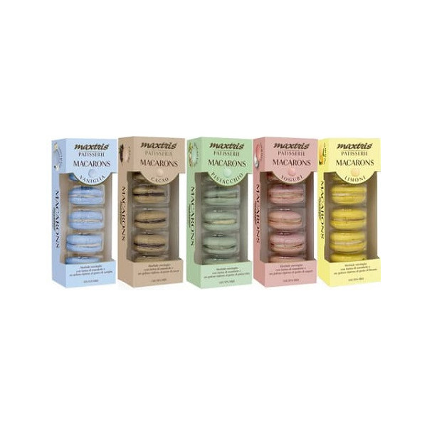 Kit Maxtris Macarons: set di 25 macarons in 5 gusti e 5 colori