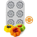 Flowers, plateau o teglia 6 ciambelle fiori diametro 7,5 cm in acciaio antiaderente da Decora
