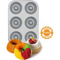 Mini kugelhopf teglia per 6 ciambelle mini kugelhopf di 7,5 cm in acciaio antiaderente Decora