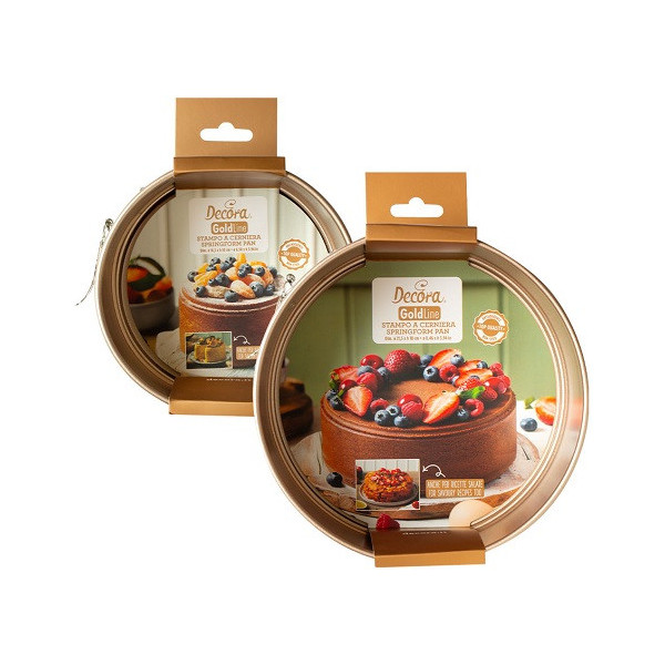 ø16,5 o ø21,5 cm Tortiera a cerniera con fondo mobile tonda rose gold line antiaderente da Decora