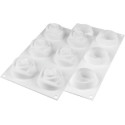 Rosa 145 Silikomart: stampo in silicone bianco per 6 rose di ø7xh5,5 cm