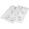 Rosa 145 Silikomart: stampo in silicone bianco per 6 rose di ø7xh5,5 cm