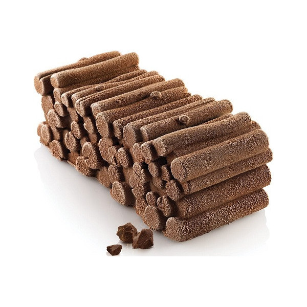 Kit Woody 1100 o Catasta di legna 24x10 cm h 8 cm in silicone bianco con supporto in plastica da Silikomart