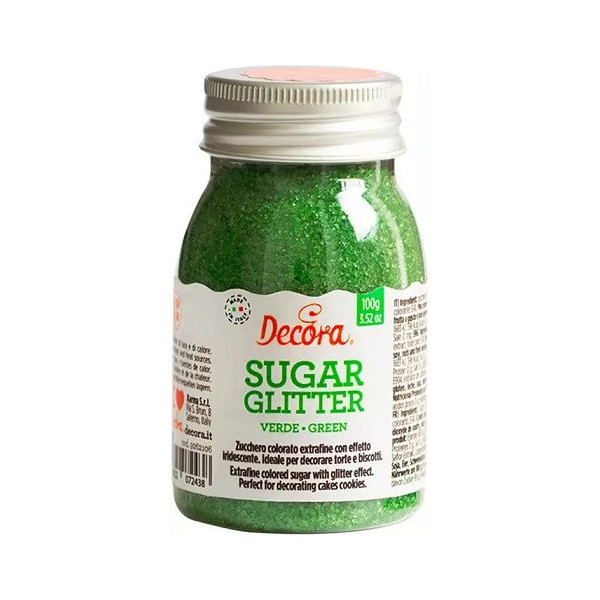 Zucchero glitterato verde Decora cristalli di zucchero verde 100 g