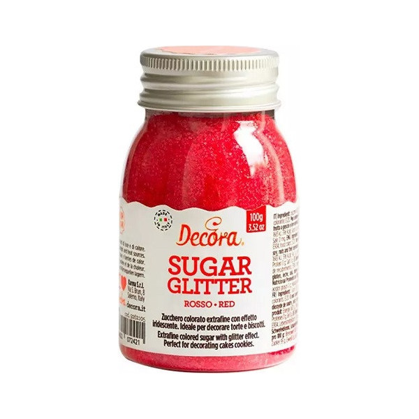 Zucchero glitterato rosso Decora cristalli di zucchero rosso 100 g