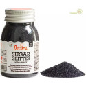 Cristalli di Zucchero Nero glitterato, in barattolo da 100 g di Decora.
