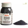 Cristalli di Zucchero Nero glitterato, in barattolo da 100 g di Decora.