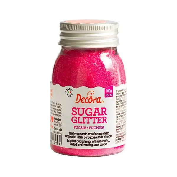 Zucchero glitterato fucsia Decora cristalli di zucchero fucsia 100 g