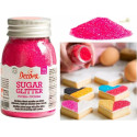Cristalli di Zucchero Fucsia glitterato, in barattolo da 100 g di Decora.