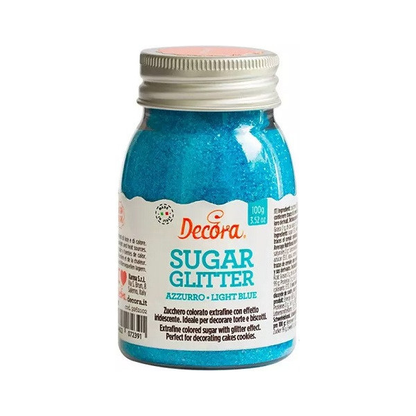 Zucchero glitterato azzurro Decora cristalli di zucchero azzurro 100 g