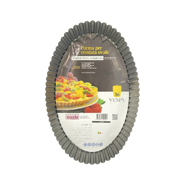 Forma crostata ovale con fondo rialzato Vespa alluminio antiaderente 33 x 22 h 3,5 cm
