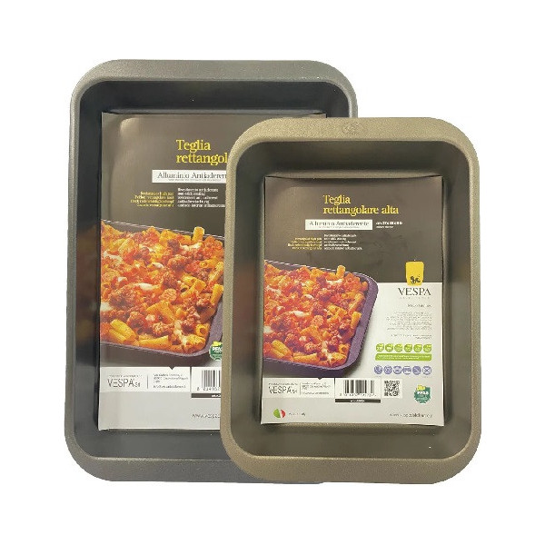 Teglia rettangolare Vespa in alluminio antiaderente alta 6 cm larghe 37 cm o 44 cm