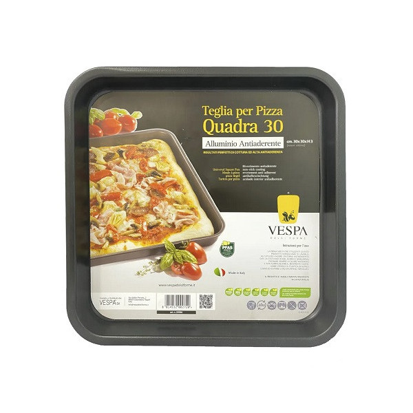 Teglia per pizza quadrata in allumino antiaderente da vespa lato 30 cm