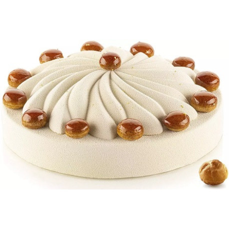 Saint Honoré 280 Silikomart, stampo silicone bianco per decoro corona di ø16xh2,8 cm