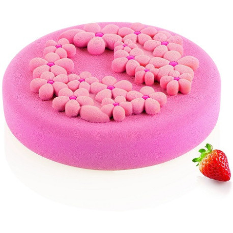 Flora 80 Silikomart: stampo decorativo in silicone bianco a tema fiori di ø14xh1 cm