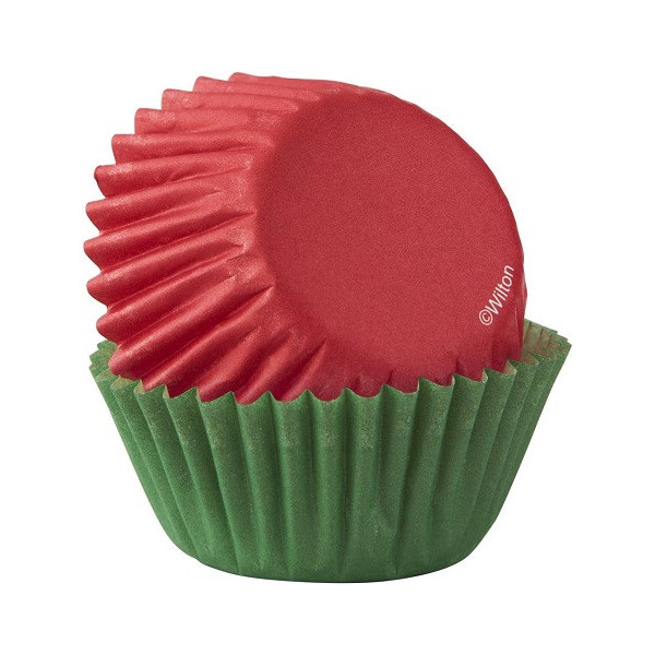100 Pirottini mini muffin natalizi rossi e verdi in carta diametro 3,2 cm altezza 2,2 cm da Wilton