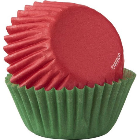 100 Pirottini mini muffin natalizi rossi e verdi in carta diametro 3,2 cm altezza 2,2 cm da Wilton