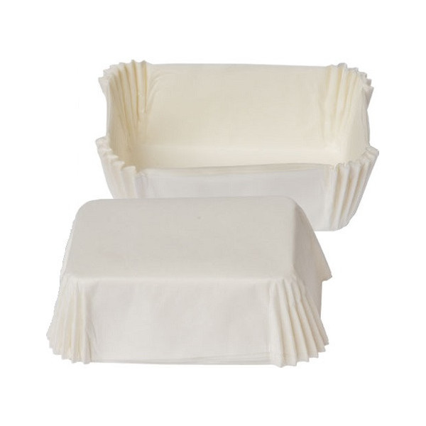 Pirottini bianchi per mini plum cake, in carta da forno, di misura 8 x 5 x h 3,2 cm in confezione da 36 pezzi di Decora