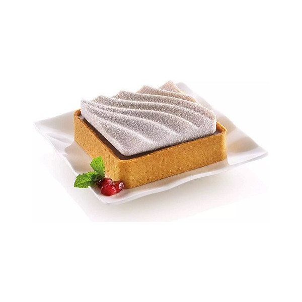 Kit mini tarte sand Silikomart kit stampo silicone con anello microforato per 6 crostatine decoro sabbia quadrate da 8 cm