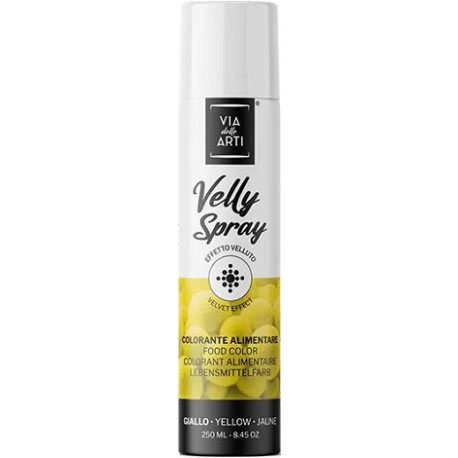 Velly Yellow da 250 ml: colorante alimentare spray color giallo vellutato di Via delle Arti da Volcke Aerosol