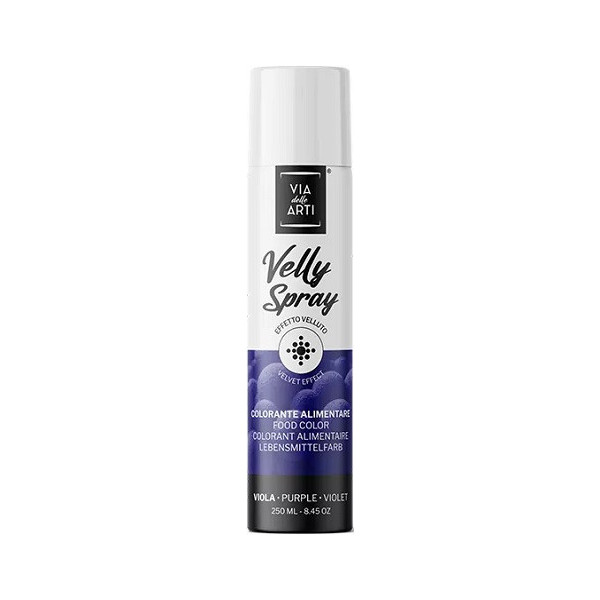 Velly Violet da 250 ml: colorante alimentare spray color viola vellutato di Via delle Arti da Volcke Aerosol
