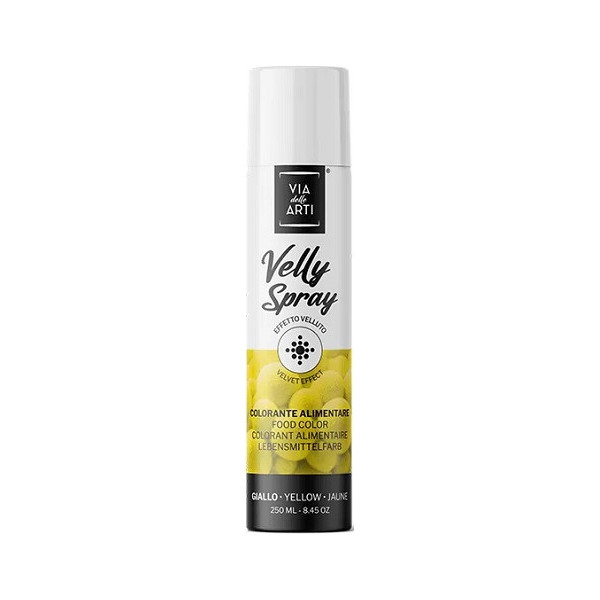 Velly Natural Yellow da 250 ml: colorante alimentare spray color giallo naturale vellutato di Via delle Arti da Volcke Aerosol