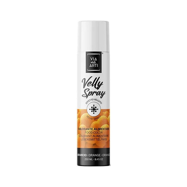 Velly Orange da 250 ml: colorante alimentare spray color arancio vellutato di Via delle Arti da Volcke Aerosol