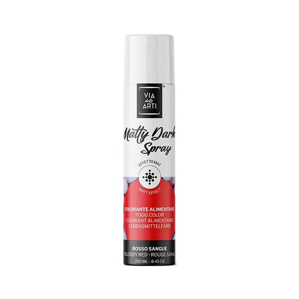 Matty Dark Bloody Red colorante alimentare spray rosso sangue scuro da 250 ml di Via delle Arti da Volcke Aerosol