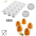 Dome 40 ml Silikomart: stampo in silicone bianco per 15 mini cupole di diametro 4 x h 4 cm
