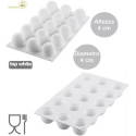 Dome 40 ml Silikomart: stampo in silicone bianco per 15 mini cupole di diametro 4 x h 4 cm