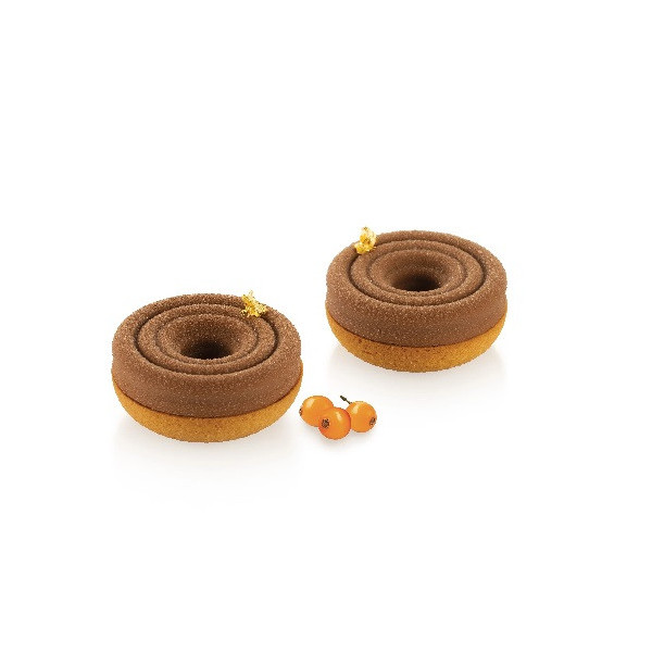 Kit 3D tarte ring tornado Silikomart 1 stampo silicone ed 8 anelli di ø8 cm per basi cestini di crostatine