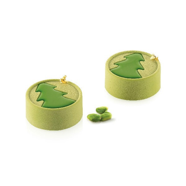 Mini Hiver Silikomart stampo silicone inverno per tortine con decoro albero di pino innevato da 7 cm