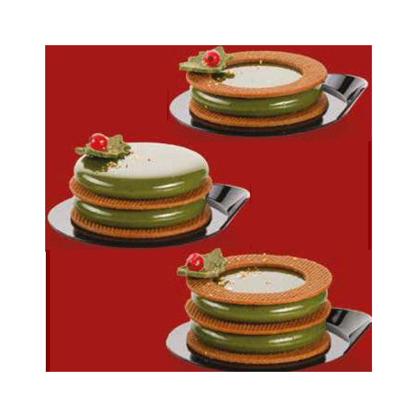 Level Up 35 Silikomart stampo silicone bianco con cutter per monoporzioni tonde a livelli 64xh11 mm