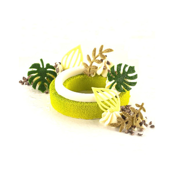 Giardino Silikomart: stampo silicone giallo 68 foglie di quattro dimensioni e forme, linea Naturae