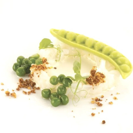 Baccello 13 Silikomart stampo silicone giallo 10 preparazioni baccelli con piselli, linea Naturae