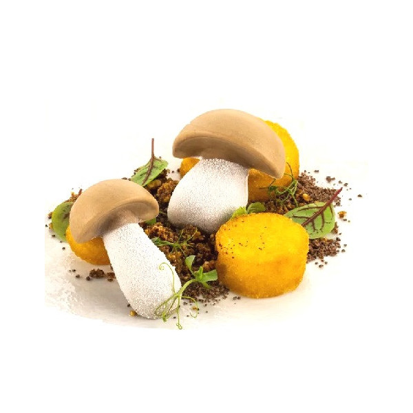 Porcino Silikomart stampo silicone giallo 8 preparazioni porcino piccolo e 8 preparazioni porcino grande, linea Naturae