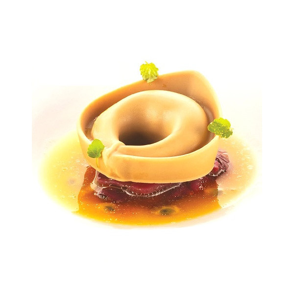 Tortellino 20 Silikomart: stampo silicone giallo 8 preparazioni ø5,4 x h 2,2 cm, linea Naturae