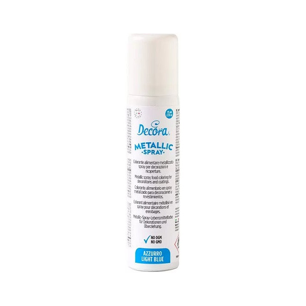Spray azzurro metallizzato da 75 ml di Decora: colorante azzurro spray alimentare