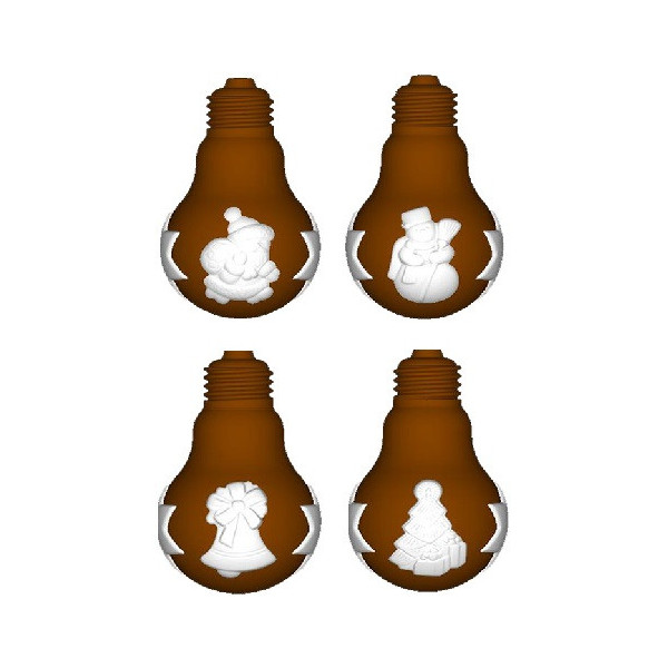 Lampadine natalizie stampo cioccolato policarbonato 4 lampadine con decori natalizi
