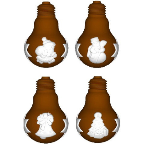 Lampadine natalizie stampo cioccolato policarbonato 4 lampadine con decori natalizi