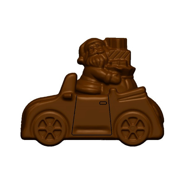 Auto babbo natale con doni stampo policarbonato cioccolato 6 tavolette 10x7,6 cm 70 g