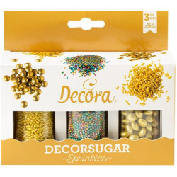 Set Decor Mix oro e colori assortiti Decora 3 decorazioni di lenti perline e bastoncini 85 g