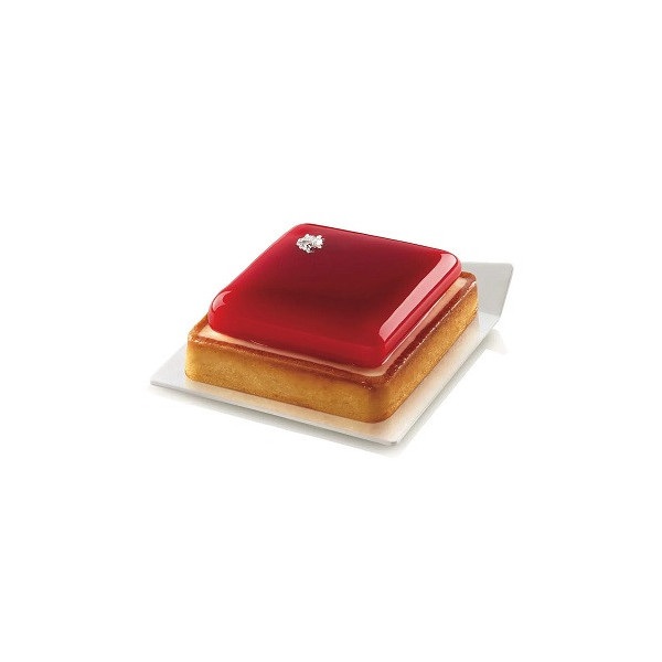 Set 100 piattini monoporzioni quadrati in plastica bianca e lato 83 mm Silikomart