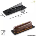 Set 100 vassoi monoporzioni rettangolari in plastica neri da 14x4 cm, riutilizzabili da Silikomart