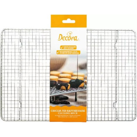 Griglia raffredda torte e di colaggio rettangolare in metallo antiaderente a maglie strette 38 cm x 26 cm da Decora